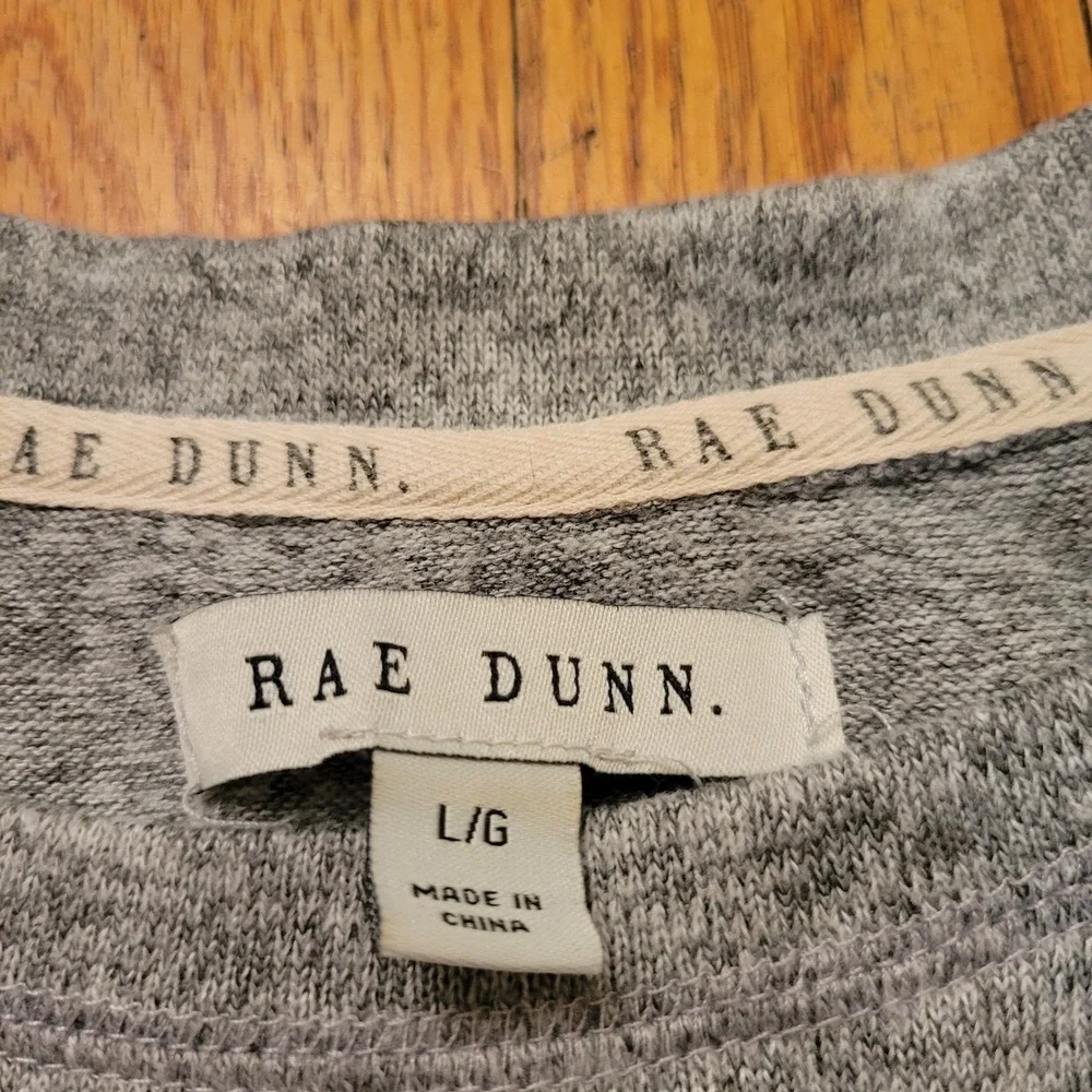 Rae Dunn L Nightgown Sleepshirt Grey Best Day Ever Graphic Pockets Soft Cozy